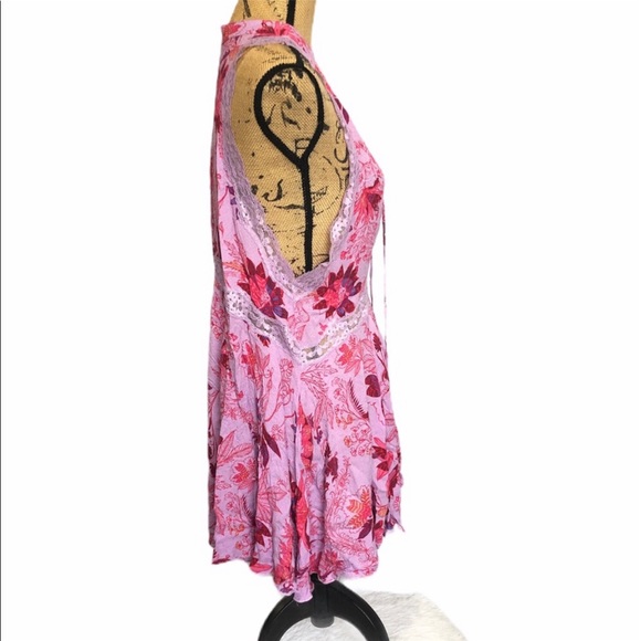 FREE PEOPLE Intimately Floral Voile & Lace Trim Flowy Slip Dress Small - Picture 2 of 9